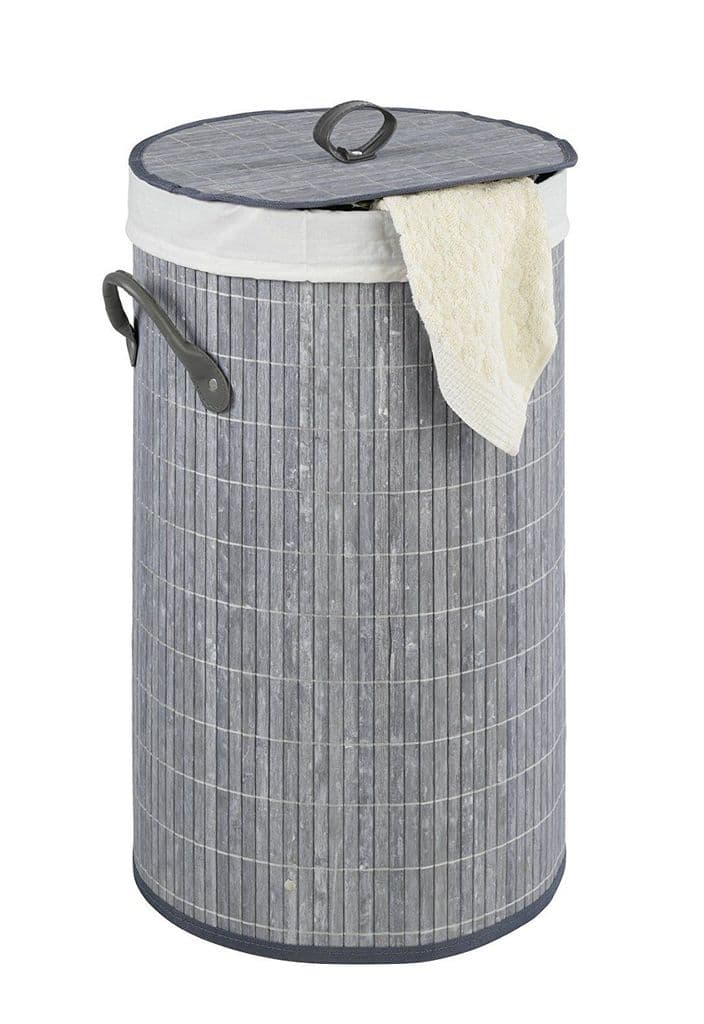 Wenko chest Bamboo Grey basket with laundry bag 35 x 35 x 60 cm 